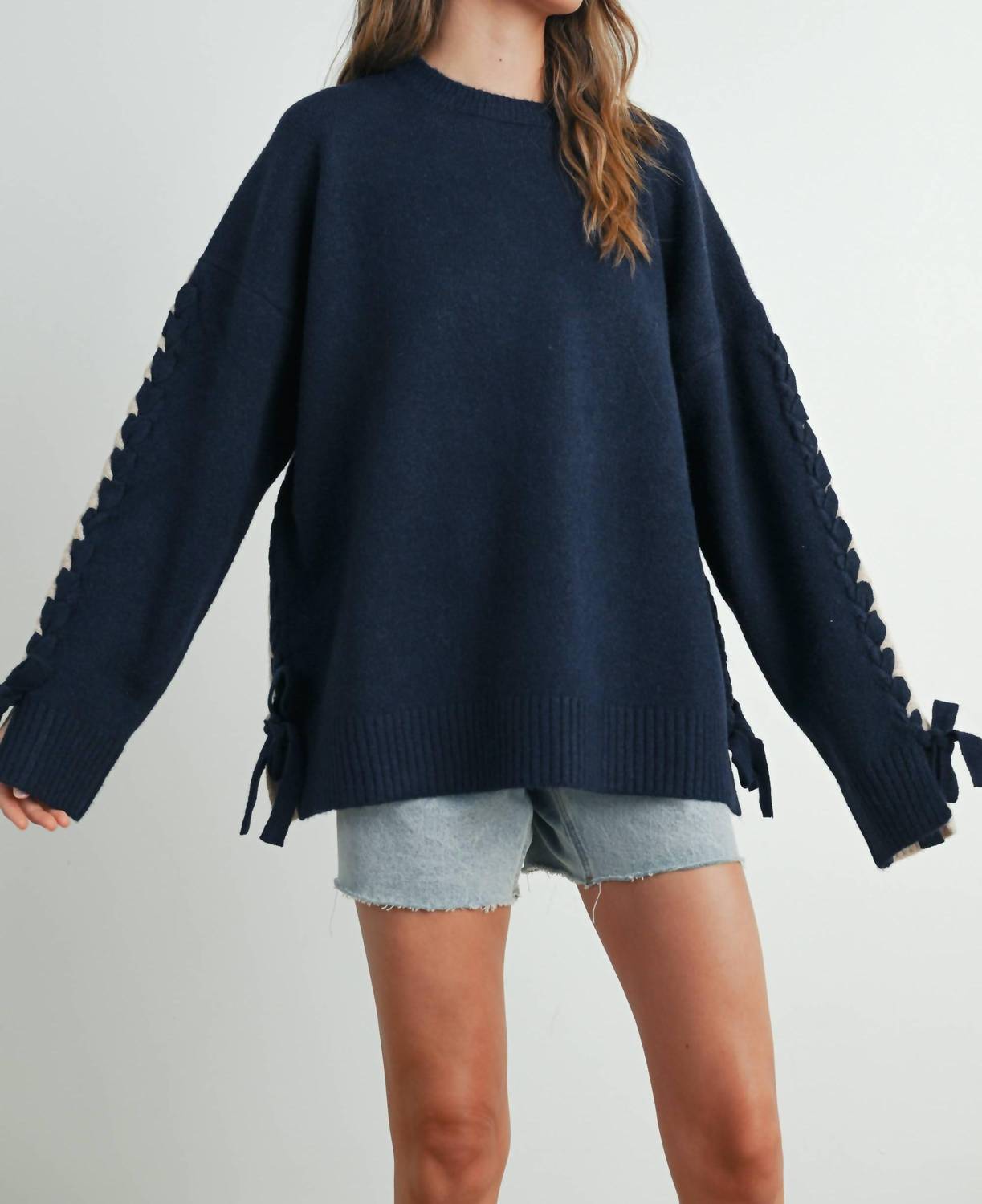Buttermelon - Cate Tie Sleeve Pullover Sweater