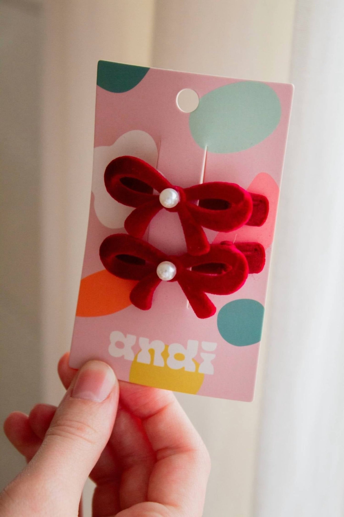 Andi - Velvet Pearl Bow Clip 2-pack