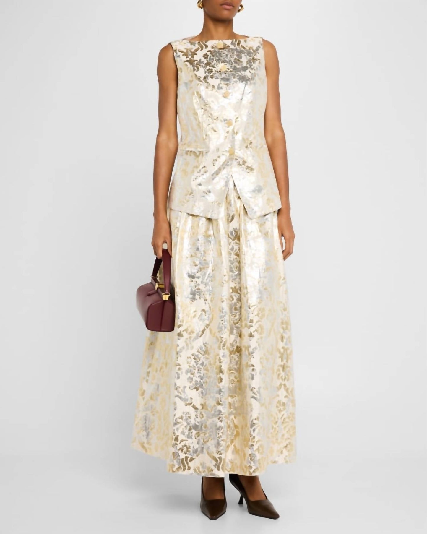 Lafayette 148 - Bateau-neck Metallic Jacquard Vest