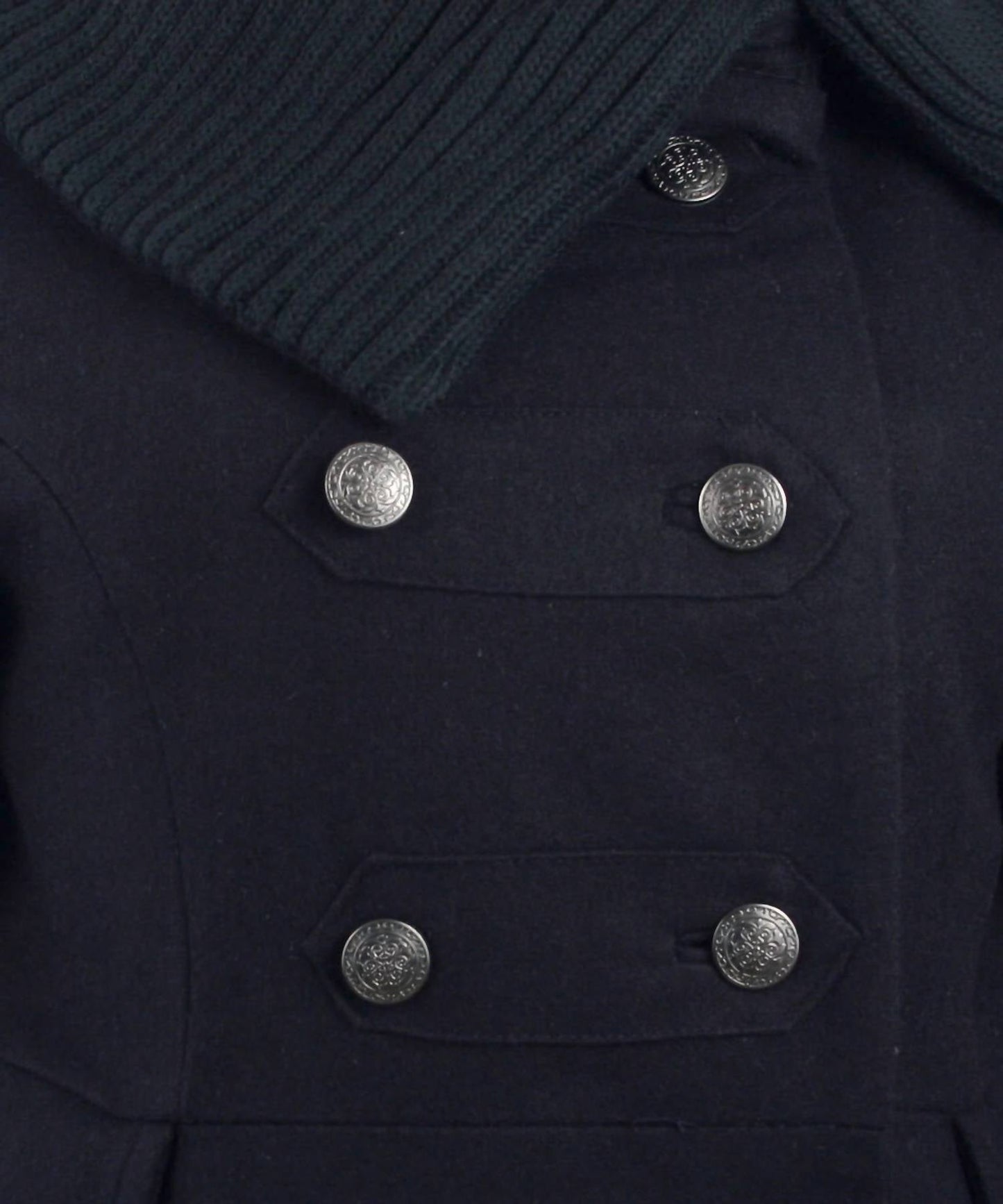 Coffeeshop - Double Breasted Knit Collar Military Jacket