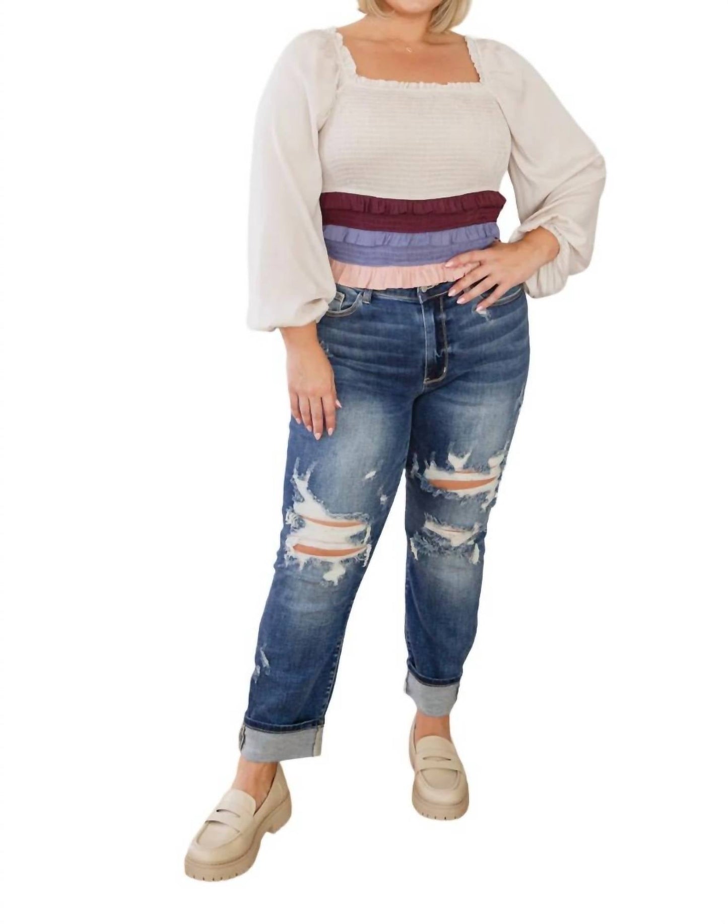 143 Story - Shirley Smocked Ruffle Blouse
