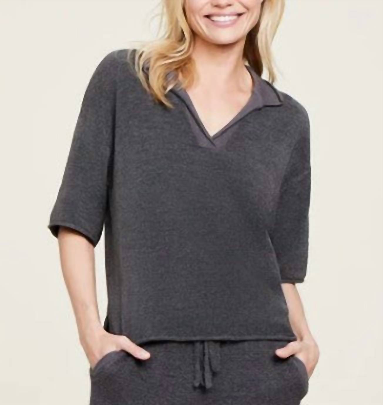 Barefoot Dreams - Cozy Chic Ultra Lite Collared Short Sleeve Top