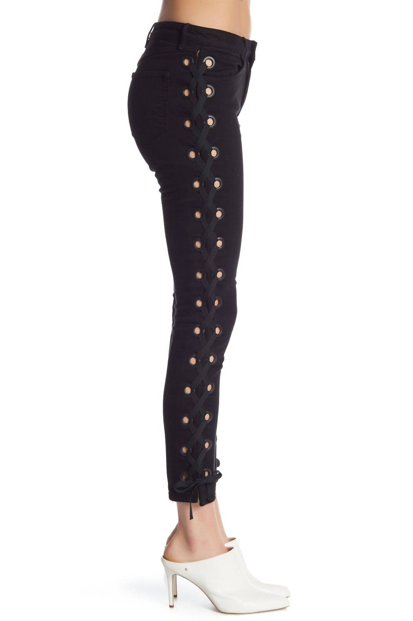 3X1 - Women's Lacy W25 Midway Skinny Lace Up Jeans Cropped