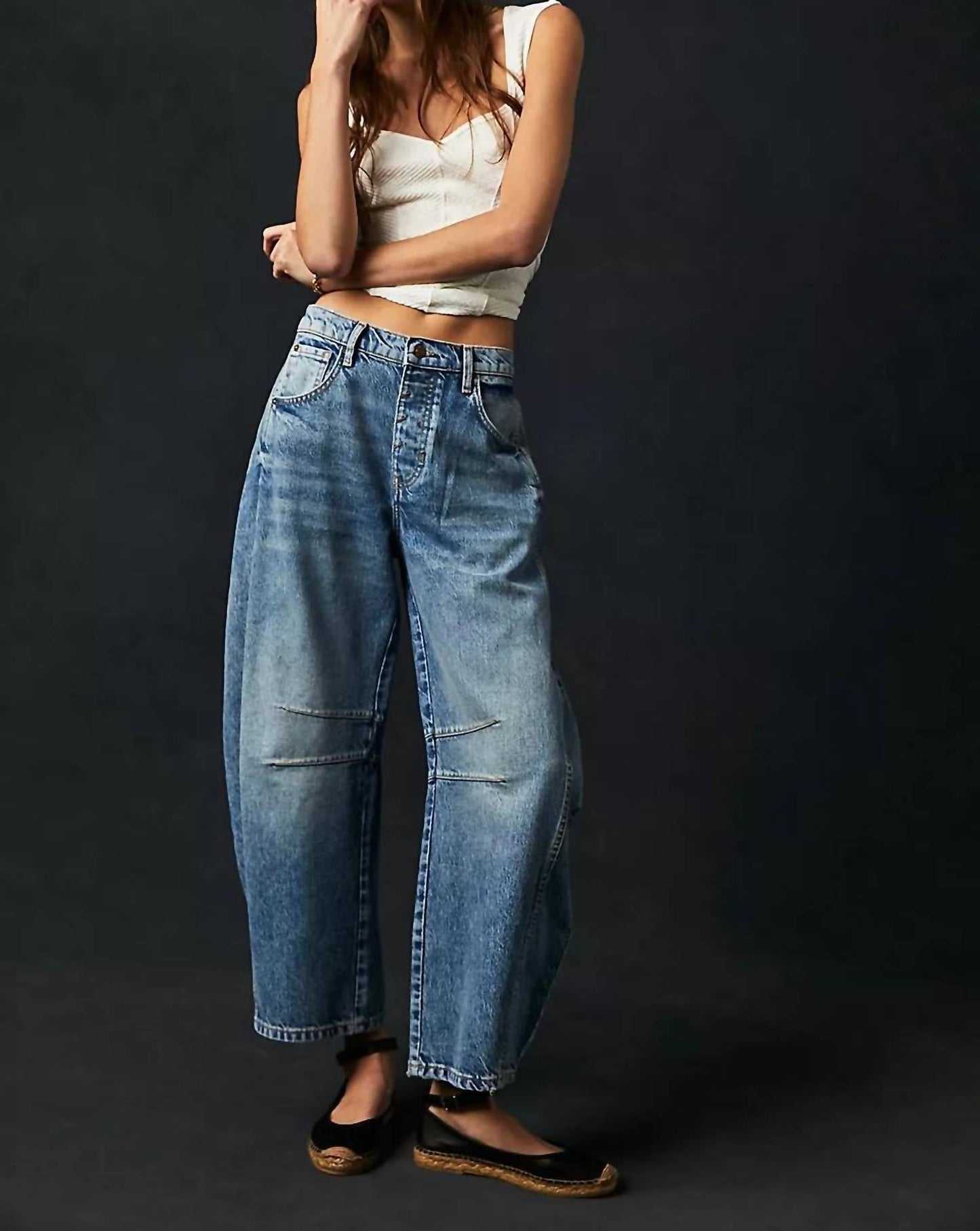 Free People - Good Luck Mid Rise Barrel Jean