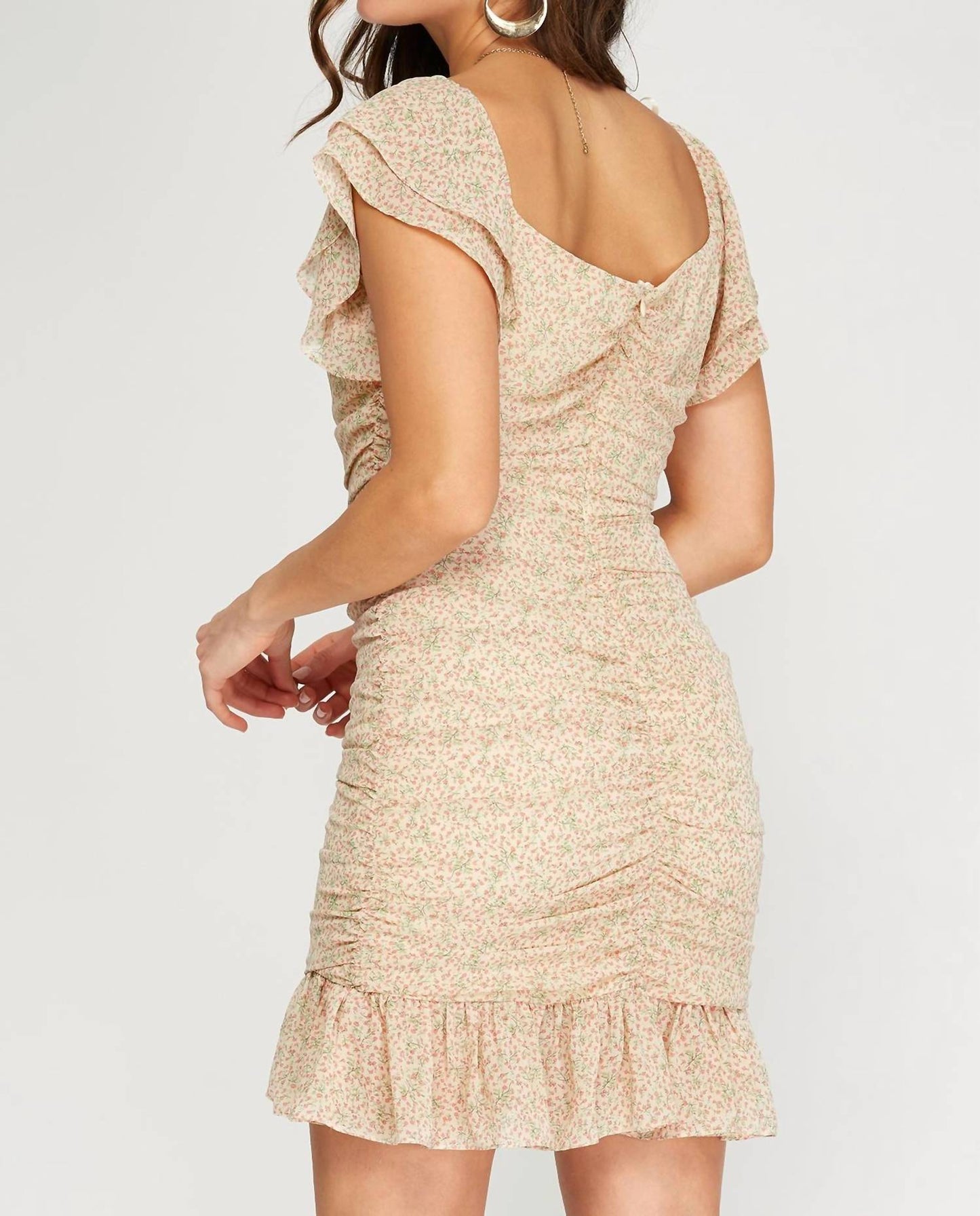 She + Sky - Floral Ruched Mini Dress