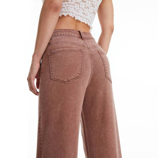 Bayeas - High Rise Wide Leg Twill Pants