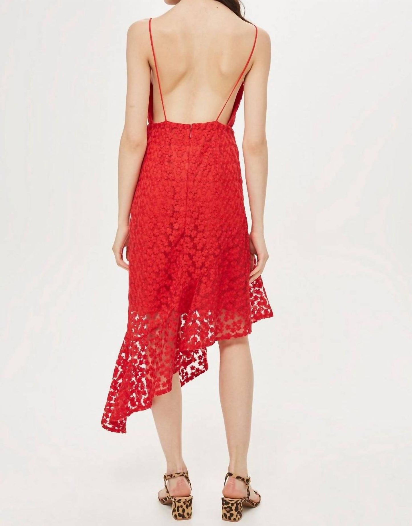 Topshop - Lace Embroidery Asymmetrical Cocktail Dress