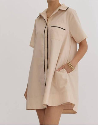 Entro - Neutral Collar Shirt Dress