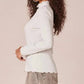 Democracy - Mock Neck Raglan Sleeve Knit Top With Lettuce Edge