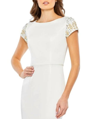 Ieena For Mac Duggal - Beaded Cap Sleeve Column Dress