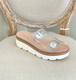 Chinese Laundry - Sandálias de vinil com plataforma transparente