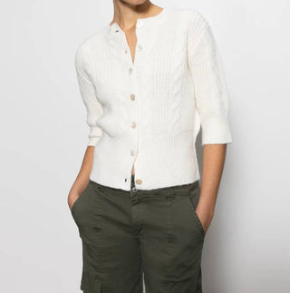 Santuário - Cardigan Cotovelo Fuzzy Cable