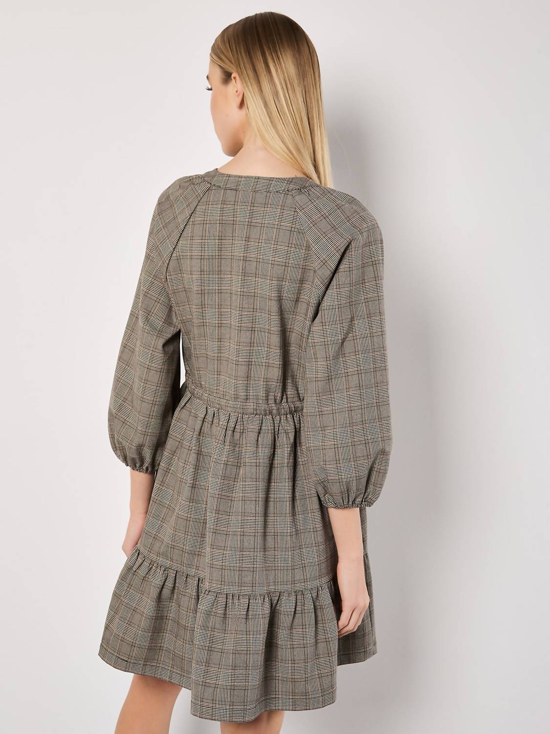 Apricot - HERITAGE CHECK RUFFLE HEM MINI DRESS
