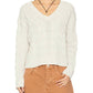Free People - Washed Cable V Neck Sweater