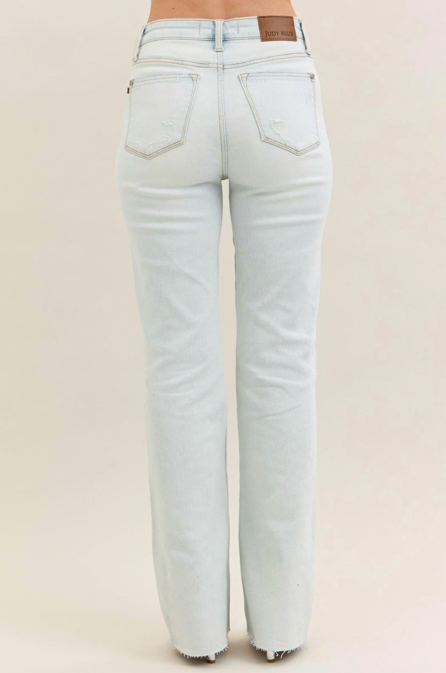Judy Blue - Mid Rise Destroyed Fray Hem Bootcut Jeans