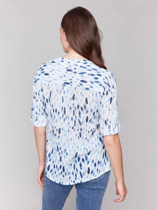 Charlie B - Blusa de gaze com mangas enroladas