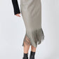 Endless Rose - Fringe Faux Leather Midi Skirt