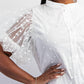 The Curve La - Plus Size Dot Mesh Knit Shirt With Puff Sleeve