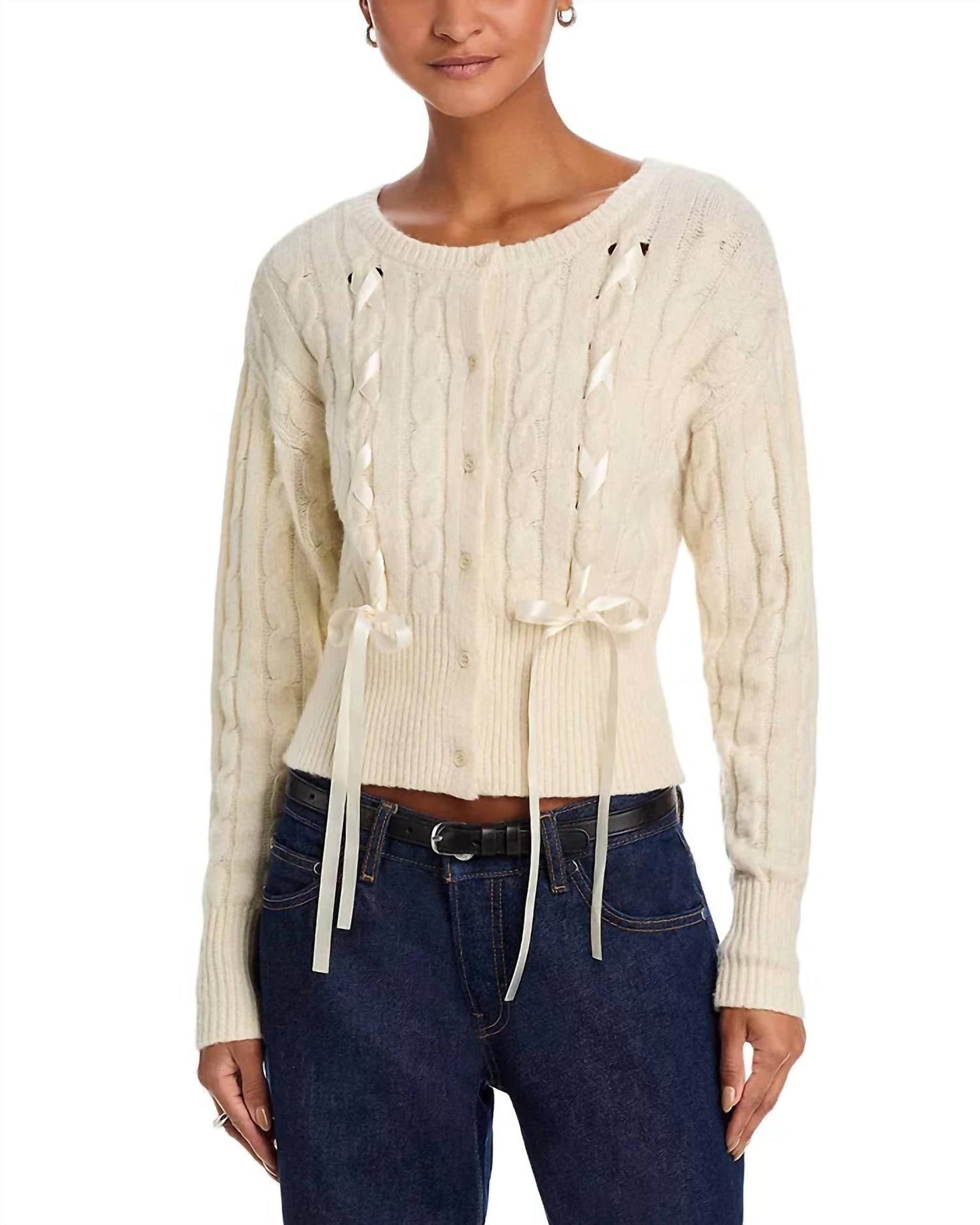 Steve Madden - Mirian Cable Ribbon Tie Cardigan