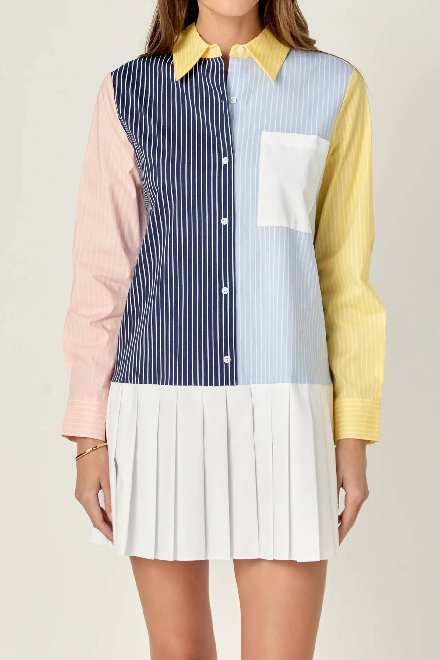 English Factory - Pinstripes & Pleats Dress