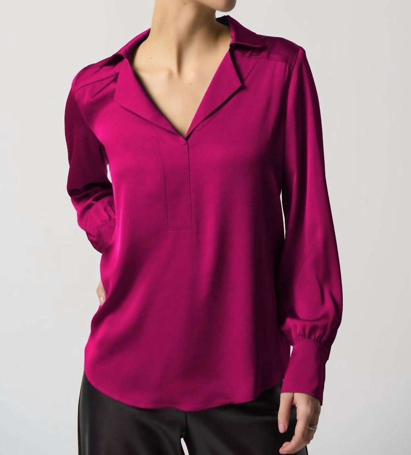 Joseph Ribkoff - Notched Collar Satin Blouse