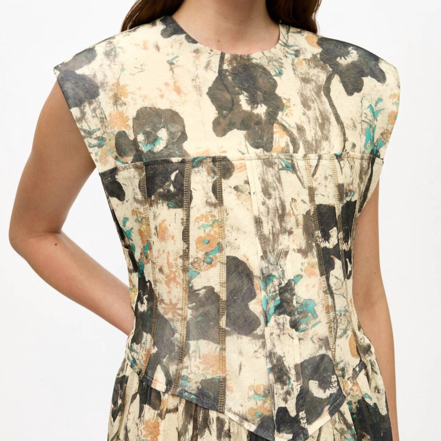 Ganni - Marl Mesh Corset Mini Dress