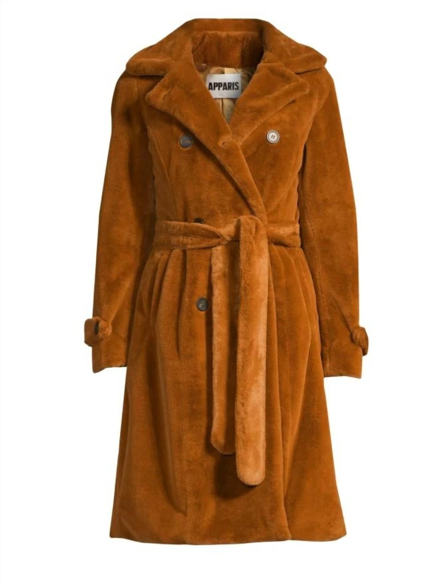 Apparis - Nicole Double-Breasted Faux-Fur Belted Coat