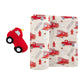 Mudpie - Fire Truck Swaddle Blanket & Rattle