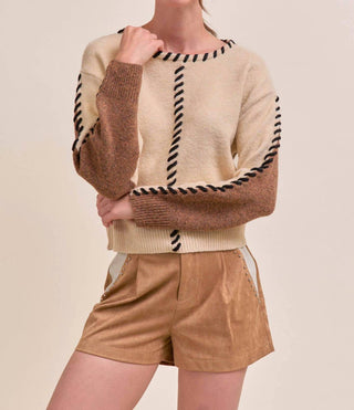&Merci - Whip Stitch Two-tone Sweater
