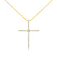 10K Yellow Gold Plated .925 Sterling Silver 3.0 Cttw Prong-Set Round Brilliant Cut Diamond Cross 18" Pendant Necklace (J-K Color, I1-I2 Clarity)