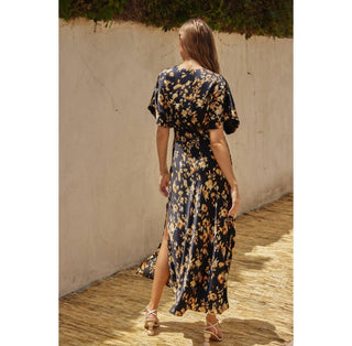 Dress Forum - Flutter Sleeve Satin Maxi Dress