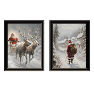 2-Piece Vignette “On The Eve of Christmas” Black Framed Wall Art by Jo Moulton