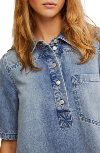 Free People - Vestido curto jeans Remino
