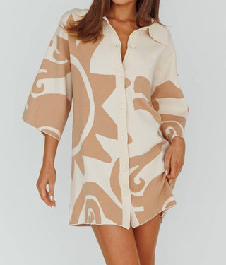 Moda Borboleta - Button Up Knit Shirt Dress