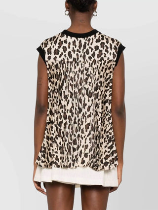 Sacai - Camiseta de algodão com estampa de leopardo