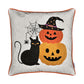Embroidered Halloween Cat & Pumpkin Throw Pillow
