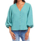 Karen Kane - Layered Sleeve Shirred Blouse