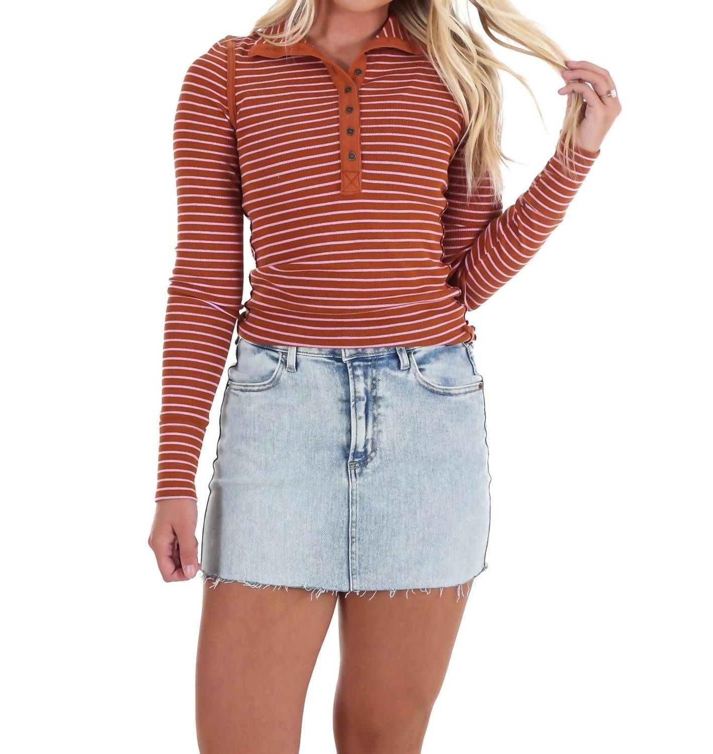 Free People - Lake Henley Stripe Top