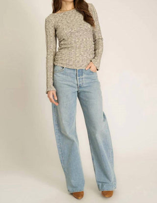 Projeto Social T - Blusa Sanna com decote canoa e manga comprida canelada