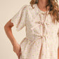 &Merci - Embroidered Floral Gingham Top And Shorts Set