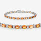 16.73 Carat Genuine Orange Sapphire and White Diamond 14K White Gold Bracelet