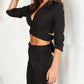 Venti6 - Solid Tie Front Cropped Blazer
