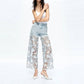 Bayeas - High Rise Wide Leg Jeans with Lace Spliced