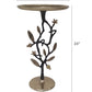 13.8x13.8x24 Black and Gold Aluminum Side Table with Pomegranate Design