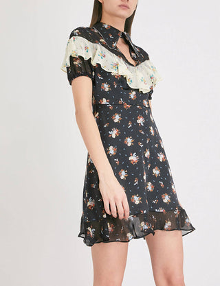 Topshop - Short Western Skater Rodeo com Babados e Estampa Floral