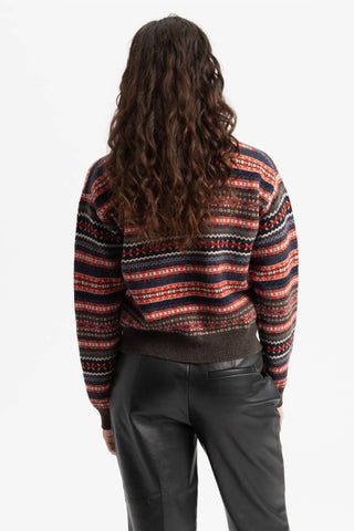 &amp;Filha - Cardigan Ada Fairisle com gola redonda