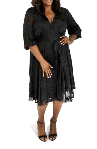Plus Size Floral Burnout Wrap Dress