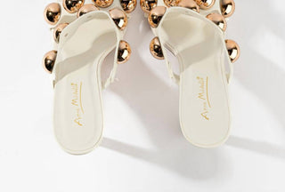 Anne Michelle - Women's Dome Stud Double Strap Heeled Sandal