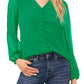 CeCe Sheer Sleeve Blouse in Lush Green, Size Medium