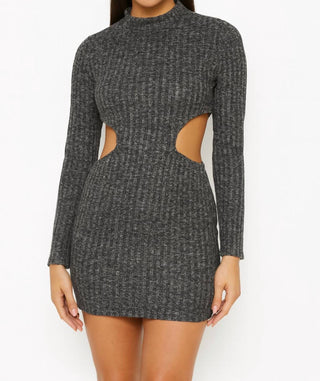 Blue Blush - Cutout Cotton Ribbed Midi Dress